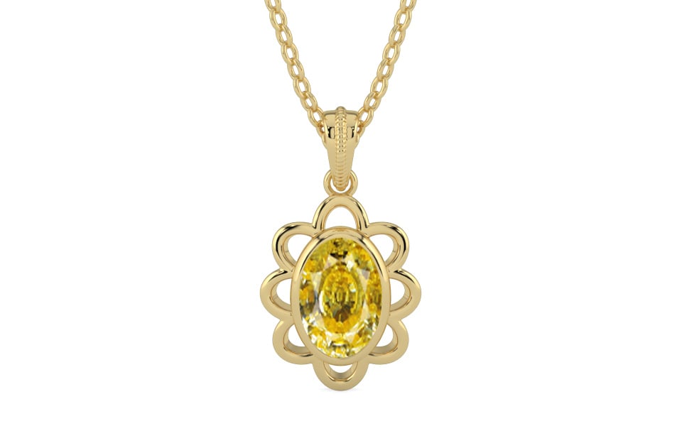 Ashtadhatu Ceylon Yellow Sapphire Pendant Rare Quality (P3)