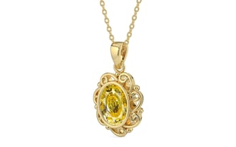 Ashtadhatu Ceylon Yellow Sapphire Pendant Rare Quality (P5)