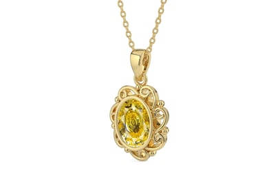 Ashtadhatu Ceylon Yellow Sapphire Pendant Rare Quality (P5)