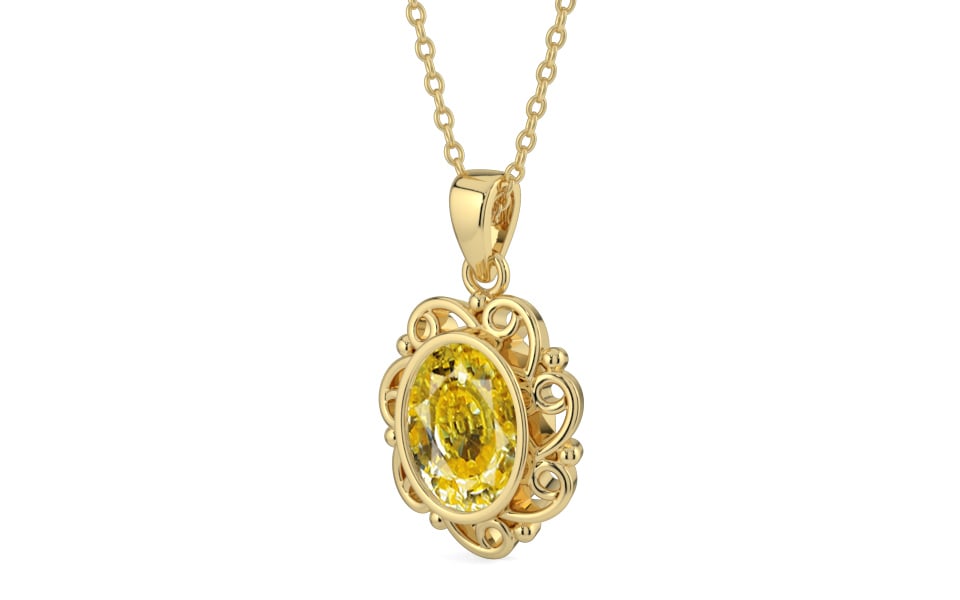 Ashtadhatu Ceylon Yellow Sapphire Pendant Rare Quality (P5)