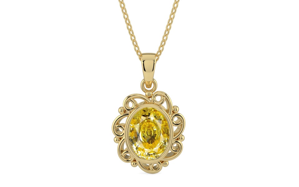 Ashtadhatu Ceylon Yellow Sapphire Pendant Rare Quality (P5)