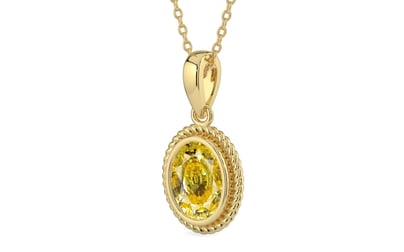 Ashtadhatu Ceylon Yellow Sapphire Pendant Rare Quality (P7)
