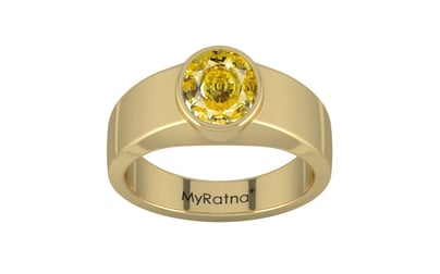 Ashtadhatu Ceylon Yellow Sapphire Ring Rare Quality (R10)