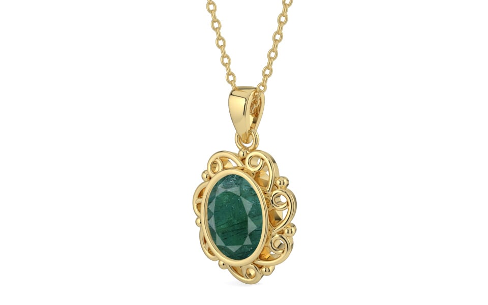Ashtadhatu Emerald Pendant Prime Quality (P5)