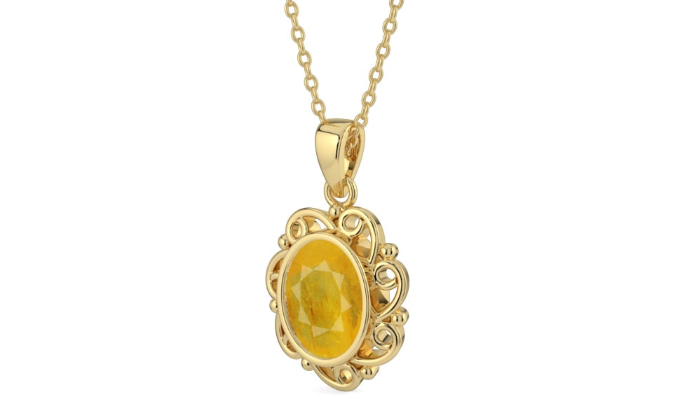 Ashtadhatu Thailand Yellow Sapphire Pendant Fine Quality (P5)