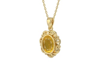 Ashtadhatu Thailand Yellow Sapphire Pendant Prime Quality (P5)