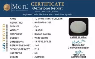 Australian Opal - 14.67 Carat Prime Quality OPL-11266