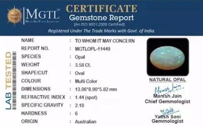 Australian Opal - 3.58 Carat Rare Quality OPL-11449