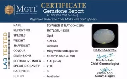 Australian Opal - 4.20 Carat Prime Quality OPL-11359