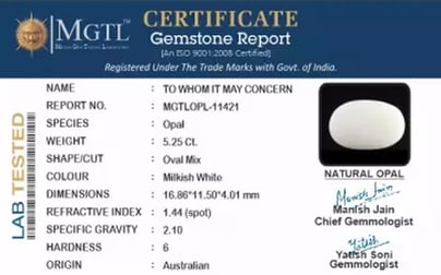 Australian Opal - 5.25 Carat Fine Quality OPL-11421