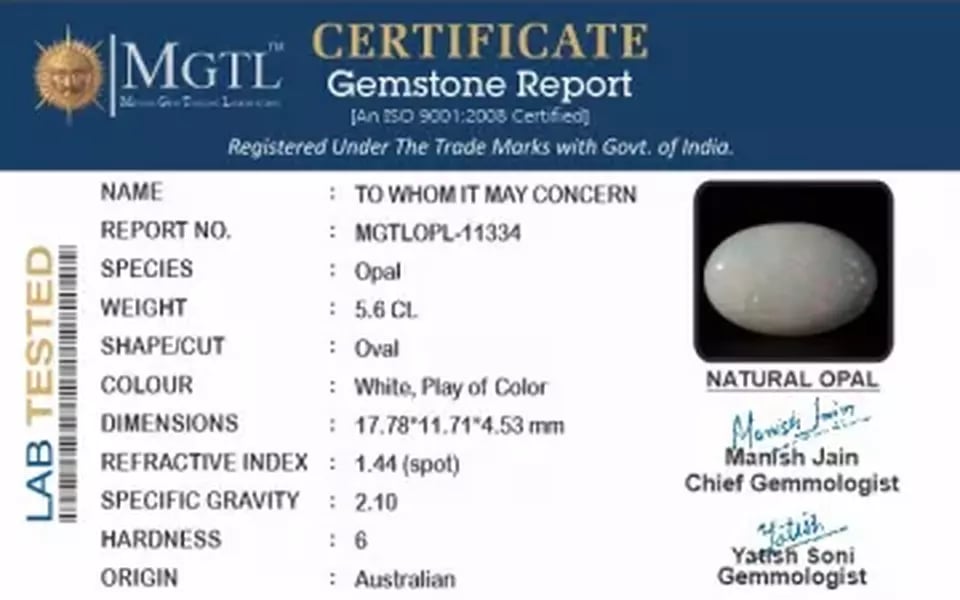 Australian Opal - 5.6 Carat Limited Quality OPL-11334