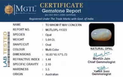 Australian Opal - 5.64 Carat Rare Quality OPL-11323