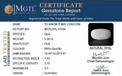 Australian Opal - 5.66 Carat Prime Quality OPL-11304