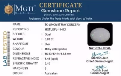 Australian Opal - 5.83 Carat Rare Quality OPL-11472