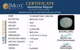 Australian Opal - 5.91 Carat Prime Quality OPL-11364