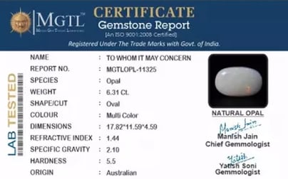 Australian Opal - 6.31 Carat Limited Quality OPL-11325