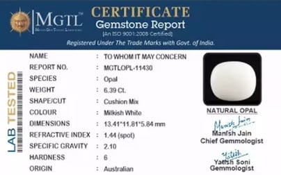 Australian Opal - 6.39 Carat Fine Quality OPL-11430