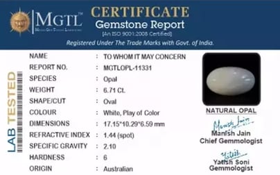 Australian Opal - 6.71 Carat Limited Quality OPL-11331