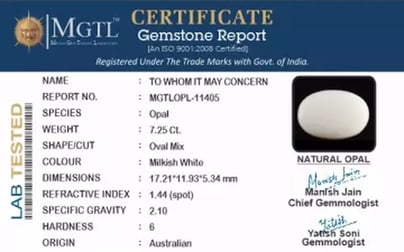 Australian Opal - 7.25 Carat Fine Quality OPL-11405