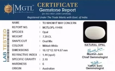 Australian Opal - 7.29 Carat Fine Quality OPL-11406