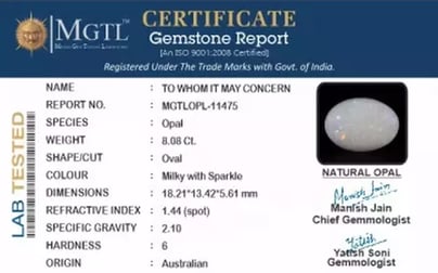 Australian Opal - 8.08 Carat Limited Quality OPL-11475