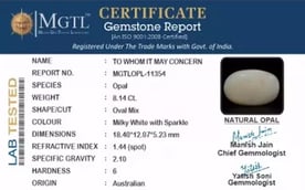 Australian Opal - 8.14 Carat Prime Quality OPL-11354