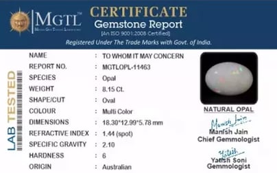 Australian Opal - 8.15 Carat Limited Quality OPL-11463