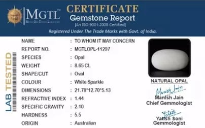 Australian Opal - 8.65 Carat Prime Quality OPL-11297