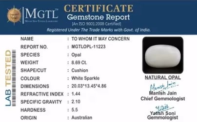 Australian Opal - 8.69-Carat Prime-Quality OPL-11223