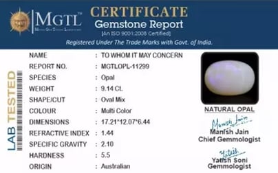 Australian Opal - 9.14 Carat Prime Quality OPL-11299