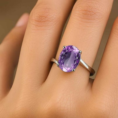 Authentic 925 Sterling Silver Amethyst Ladies’ Ring