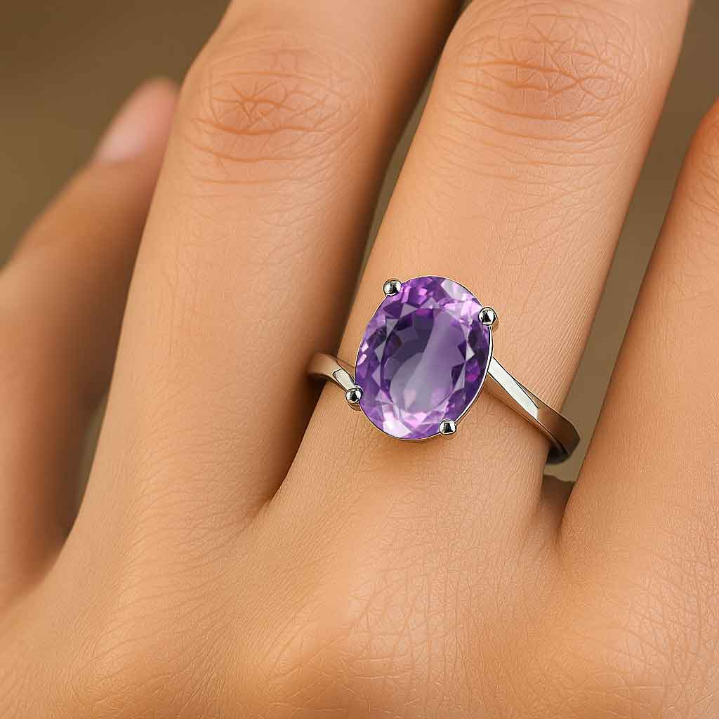 Authentic 925 Sterling Silver Amethyst Ladies’ Ring