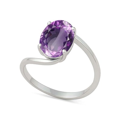 Authentic 925 Sterling Silver Amethyst Ladies’ Ring