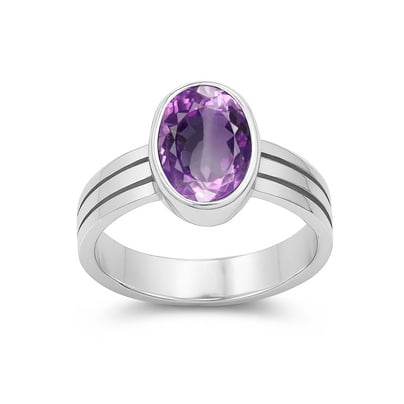 Authentic 925 Sterling Silver Amethyst Ring for Him