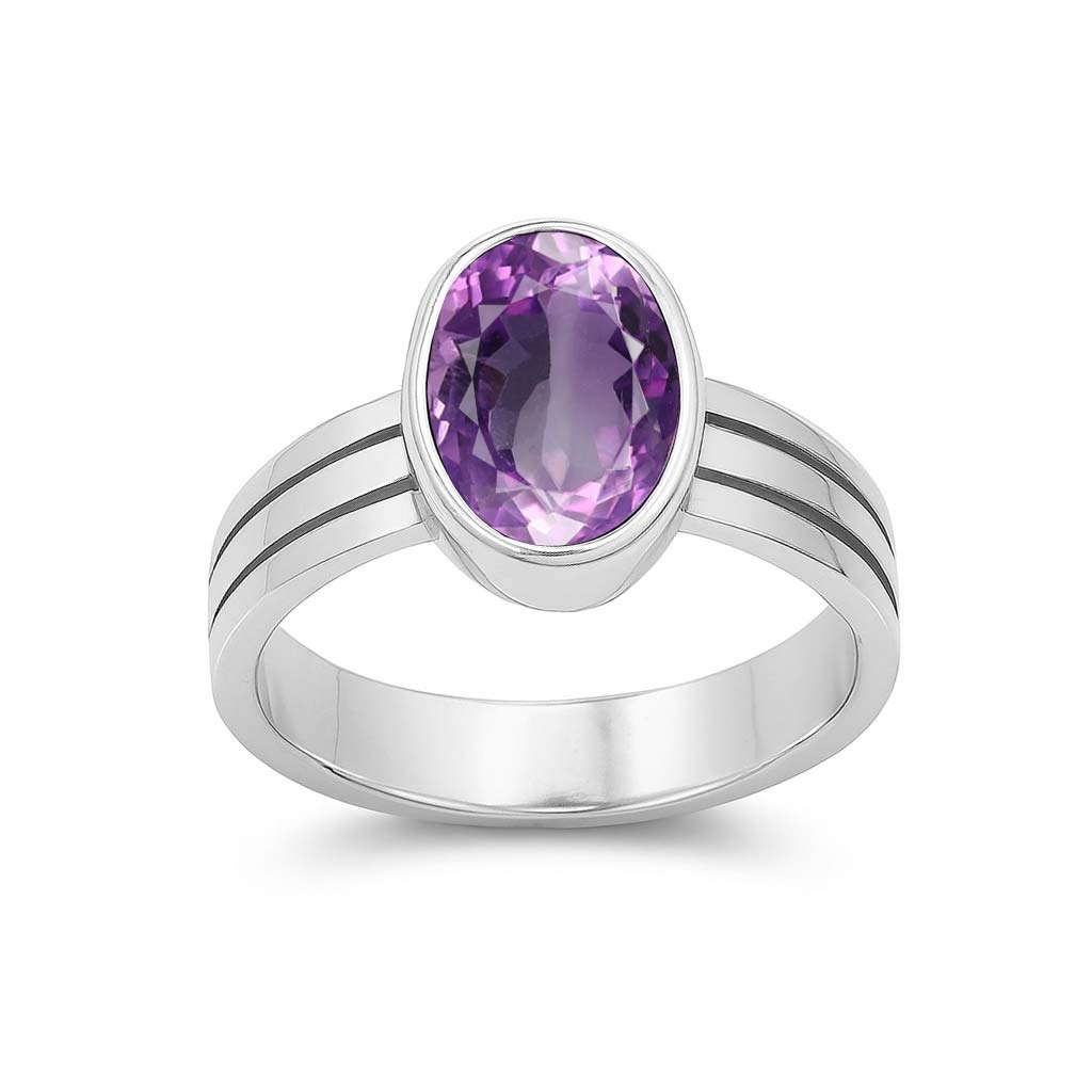 Authentic 925 Sterling Silver Amethyst Ring for Him