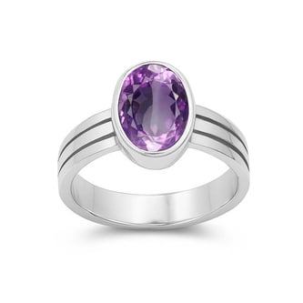 Authentic 925 Sterling Silver Amethyst Ring for Him