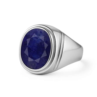 Authentic 925 Sterling Silver Blue Sapphire Ring for Him