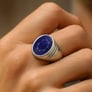 Authentic 925 Sterling Silver Blue Sapphire Ring for Him