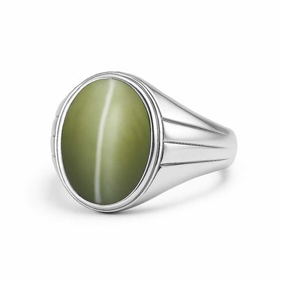 Authentic 925 Sterling Silver Cat's Eye Ring for Him