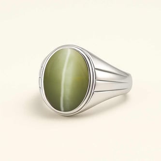 Authentic 925 Sterling Silver Cat's Eye Ring for Him