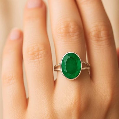 Authentic 925 Sterling Silver Emerald Ladies’ Ring