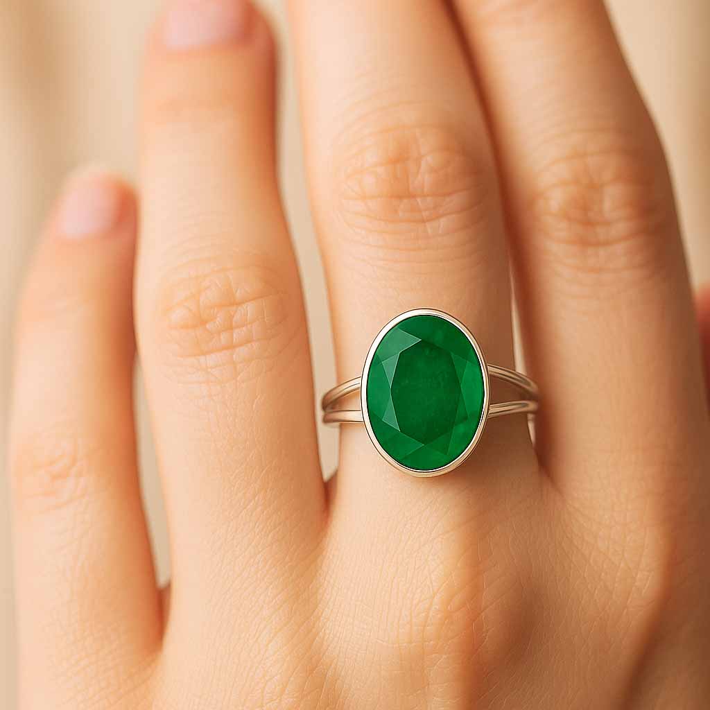 Authentic 925 Sterling Silver Emerald Ladies’ Ring