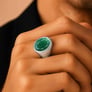 Authentic 925 Sterling Silver Emerald Ring for Him