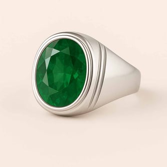 Authentic 925 Sterling Silver Emerald Ring for Him