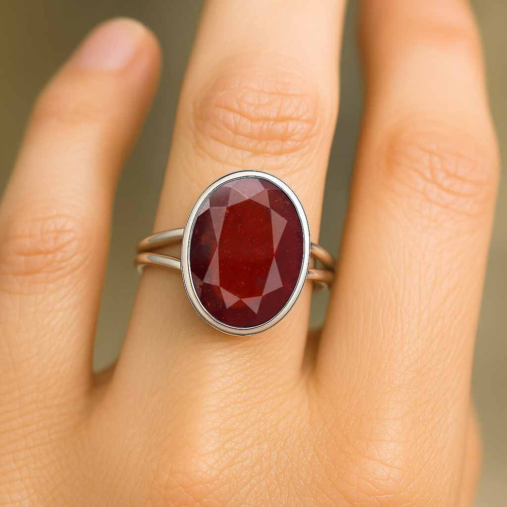 Authentic 925 Sterling Silver Hessonite Gomed Ladies’ Ring