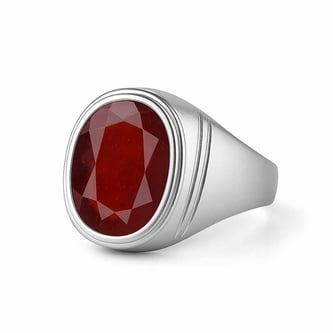 Authentic 925 Sterling Silver Hessonite Gomed Ring for Him