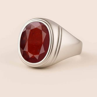 Authentic 925 Sterling Silver Hessonite Gomed Ring for Him