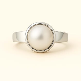 Authentic 925 Sterling Silver Pearl Ring for Him