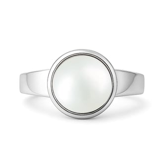 Authentic 925 Sterling Silver Pearl Ring for Him
