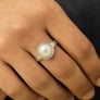 Authentic 925 Sterling Silver Pearl Ring for Him